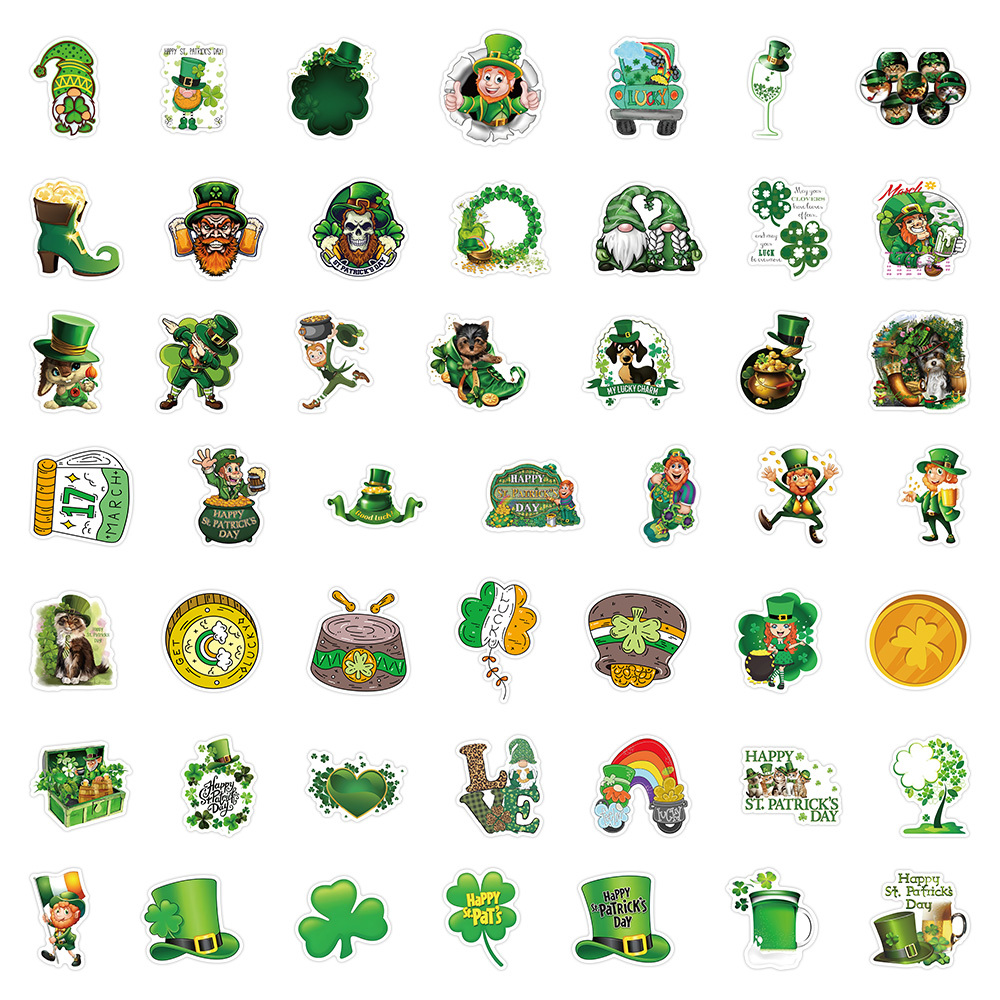 St Patricks Day 50pcs Stickers + 6pcs Make A Face Stickers, St Patricks Day Make  Your Own Stickers Cartoon Clover St Patricks Day Characters Party Favors  Decoration, Water Bottle Vinyl Waterproof Stickers
