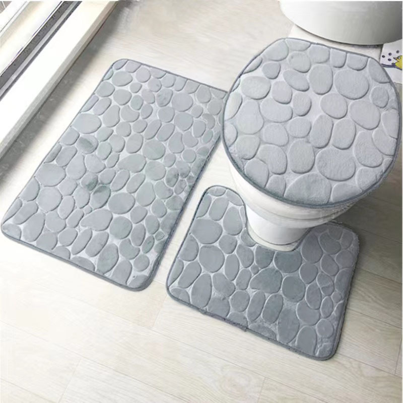 Feivea Memory Foam Bath Rugs Set 3-Piece Non Slip Soft and Abosrbent , Bathroom  Rug + U-Shaped Contour Rug + Tolit Lid Cover, Shell , Light Gray for Sale  in El Monte, CA - OfferUp