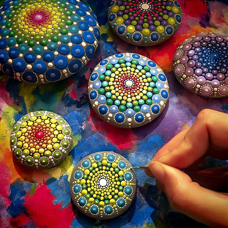 BM RETAIL 13 Pieces Mandala Rock Dotting Tools Nail Art  Painting Tools Set Acrylic Rods - Mandala