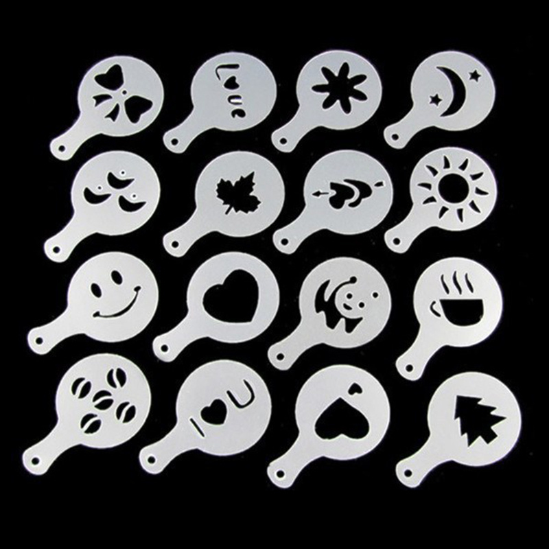 Stainless Steel Coffee Stencils Coffee Decorating Stencil Barista  Cappuccino Art Templates Coffee Garlands Cake Decorating Tools (5 Pcs)