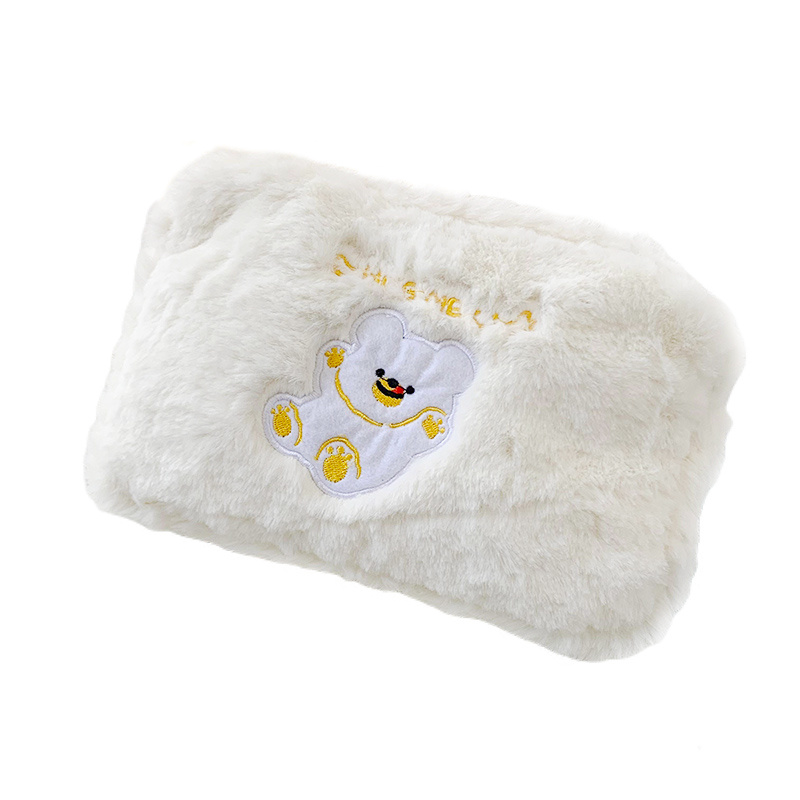 JRabbit Stuff Sponge Makeup Bag Cute Fuzzy Nylon Pouch Plush Small Cosmetic Bag for Purse Portable Travel Tote Soft Warm Travelling Organizer Toiletry Bags