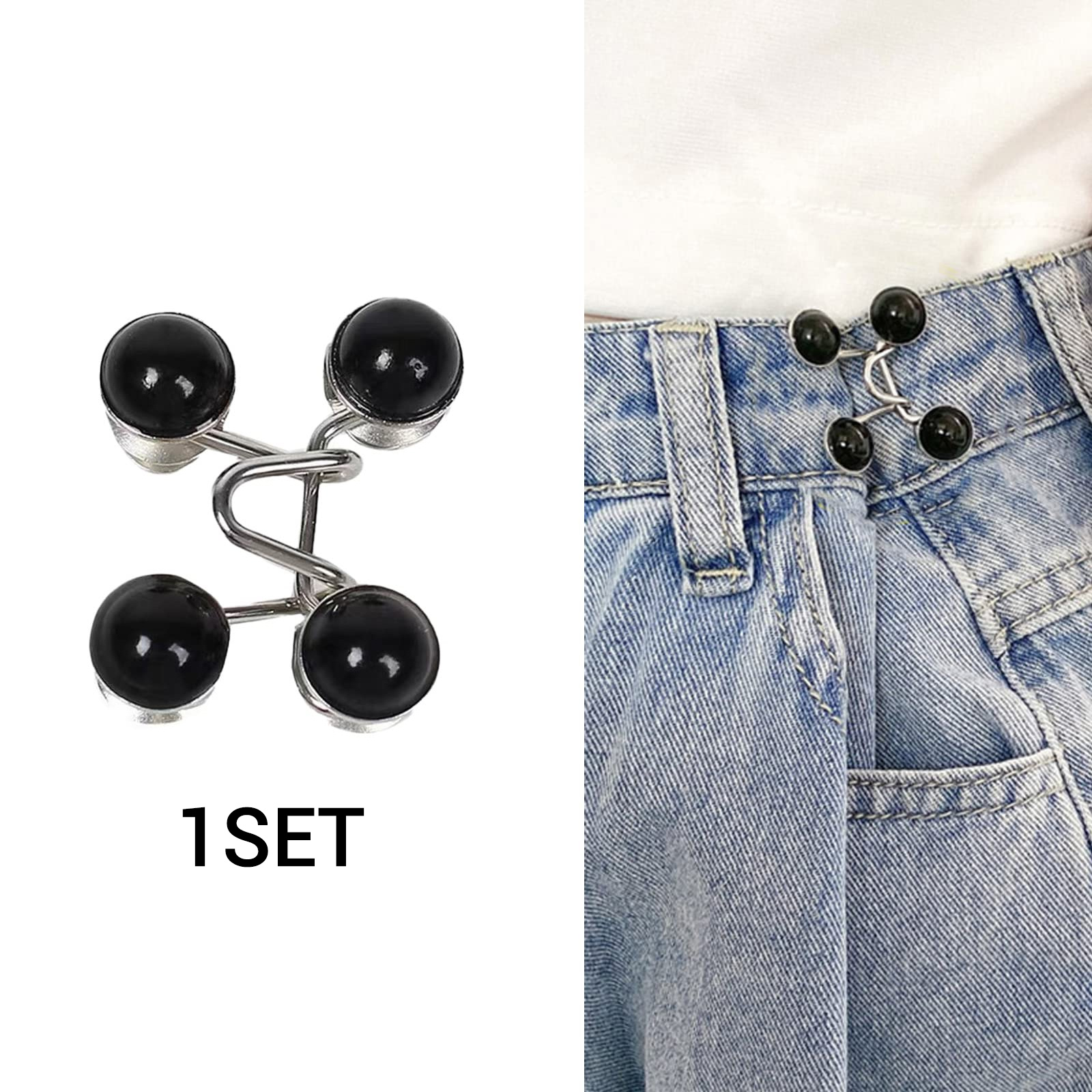 1 set Boutons de serrage de taille de pantalon, boutons de Jean