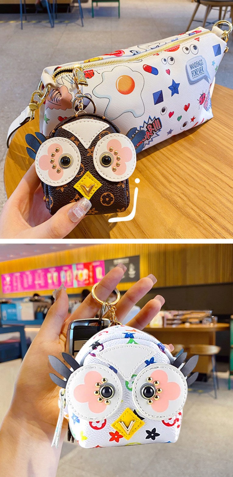 Portable Cartoon Coin Purse Owl Keychain Pendant European And American  Presbyopia Earphone Package Outdoor Hiking, Women's Bag