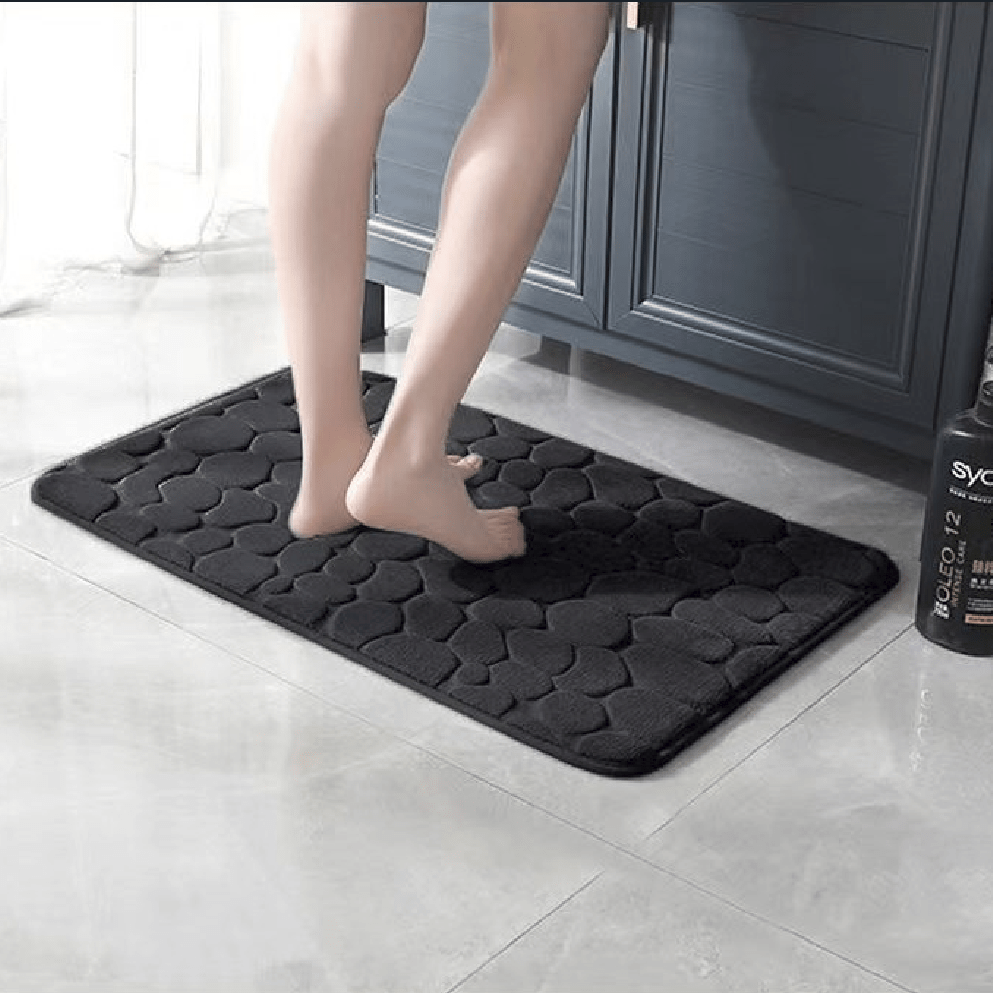 Free Shipping 1pc Bathroom Bath Mat Memory Foam Pad Stone Texture Non-Slip  Gray