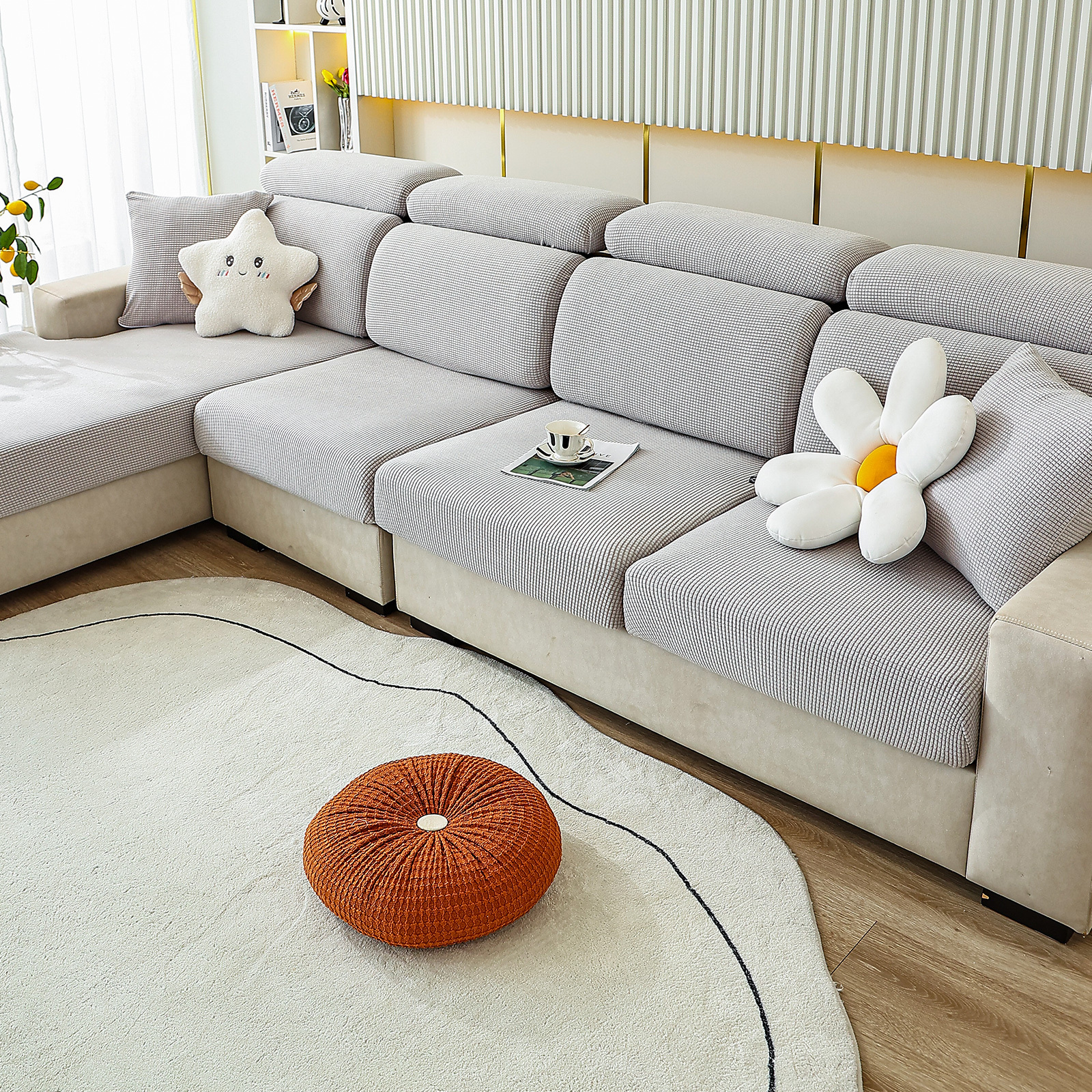 Anti-slip Stretch Couch Cushion Covers For Sectional Sofa - Protects  Furniture And Adds Comfort To Your Seat - Temu