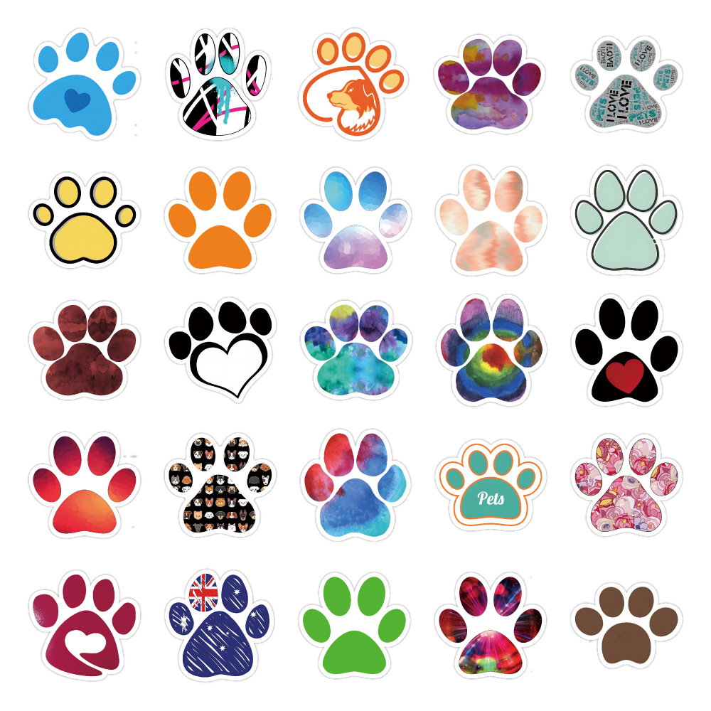 Paw Print Stickers Vinyl Waterproof Cute Cartoon Cat Dog - Temu Canada