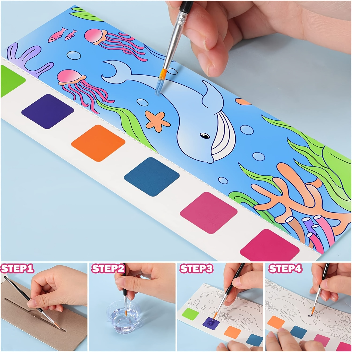 Pocket Watercolor Painting Book Watercolor Paint Bookmarks,Travel Pocket  Watercolor Kit,Improve Your Child's Creativity and Concentration for  Artist,Beginning,Students Painters Field Sketch 