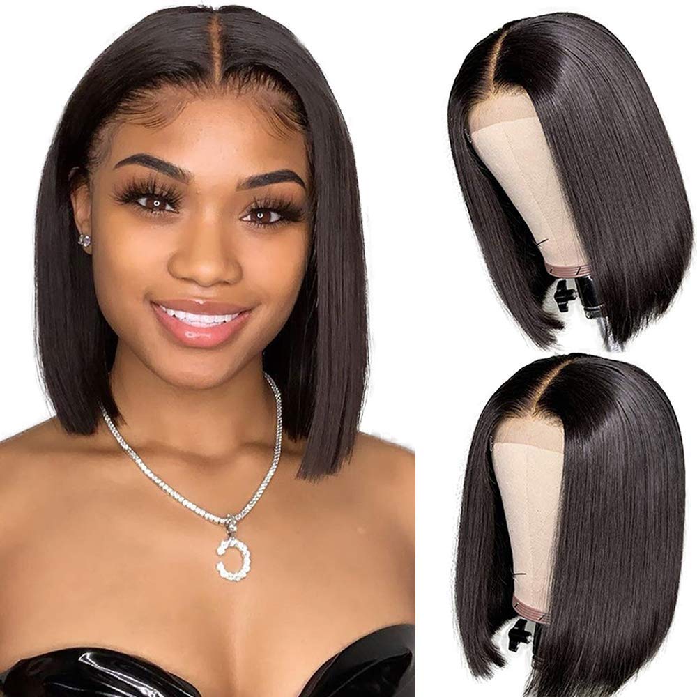 UTIDE 13X4 Lace Front Wig 12 Inch Short Bob Wig Human Hair Straight 150  Density Lace Frontal Wig Straight Hair Bob Wig Natural Color - Yahoo  Shopping