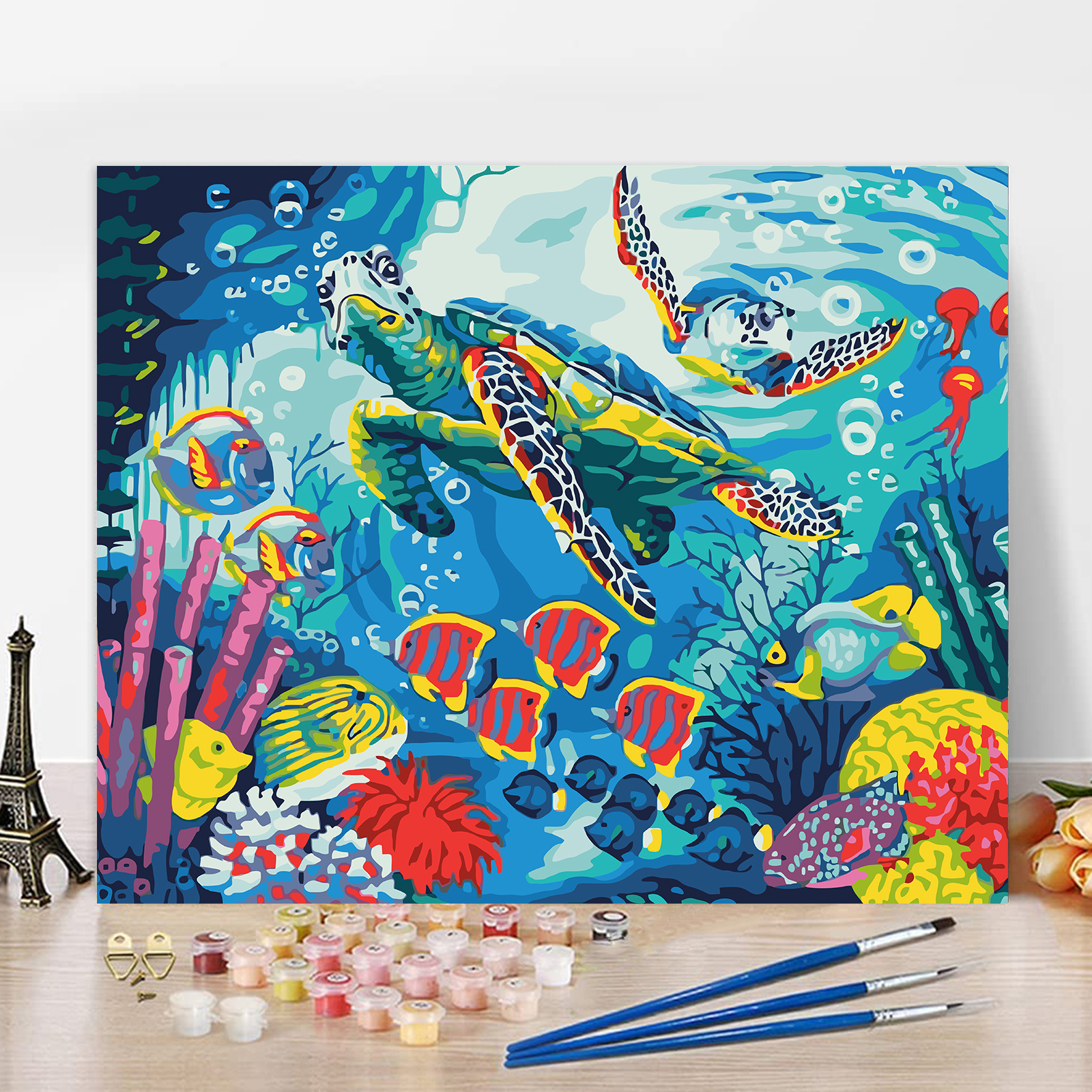 Acrylic Painting Set Sea DIY Paint By Numbers For Adults Beginner Colorful  Sea Turtle Paint By Numbers Kit Ocean Animal Painting By Numbers For Adults