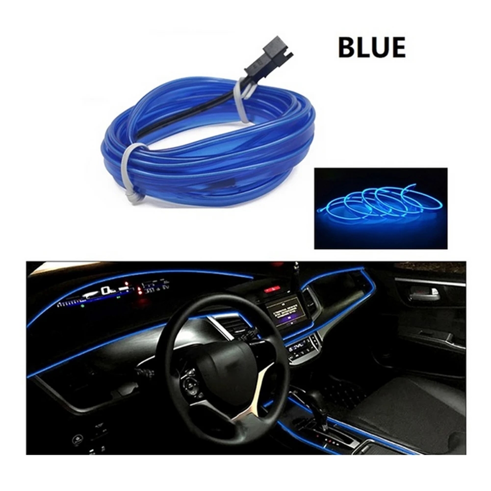 Bande lumineuse LED d'intérieur de voiture, câblage EL flexible, néon pour  auto, lumière ambiante bricolage avec clé USB, décoration de bande, 1m, 2m,  3m, 5m - AliExpress