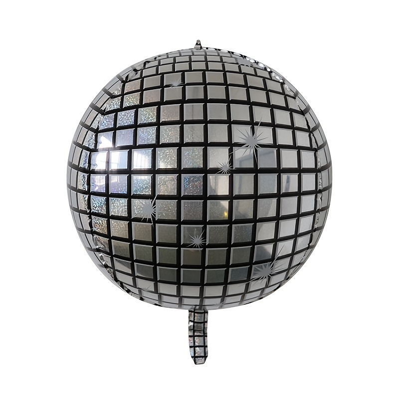 4 Pack Big Disco Ball Balloons for 70s Disco Party Decorations 4D Large 22 inch Round Metallic Silver Disco Mylar Foil Balloons for Disco Theme