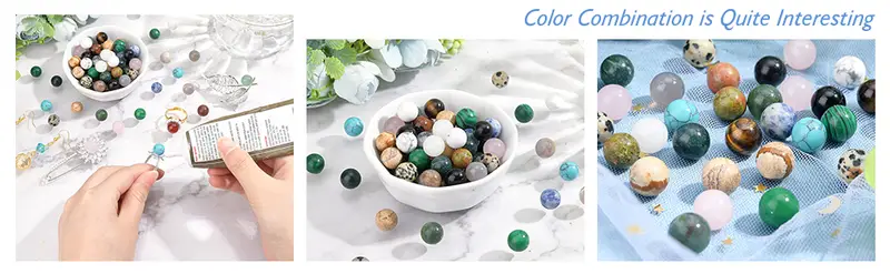 100 PCS 10mm Random Mixed Color No Hole Undrilled Natural Gemstone Beads Synthetic Loose Beads Stone Charms For DIY Jewelry Making