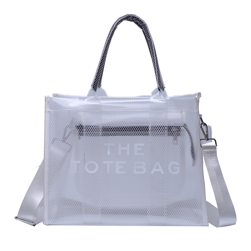 Women Fashion Transparent PVC Handbag Female Clear Brown Shoulder Bag LOVE  Letter Printing Tote Bags Summer Beach Handbags XA813