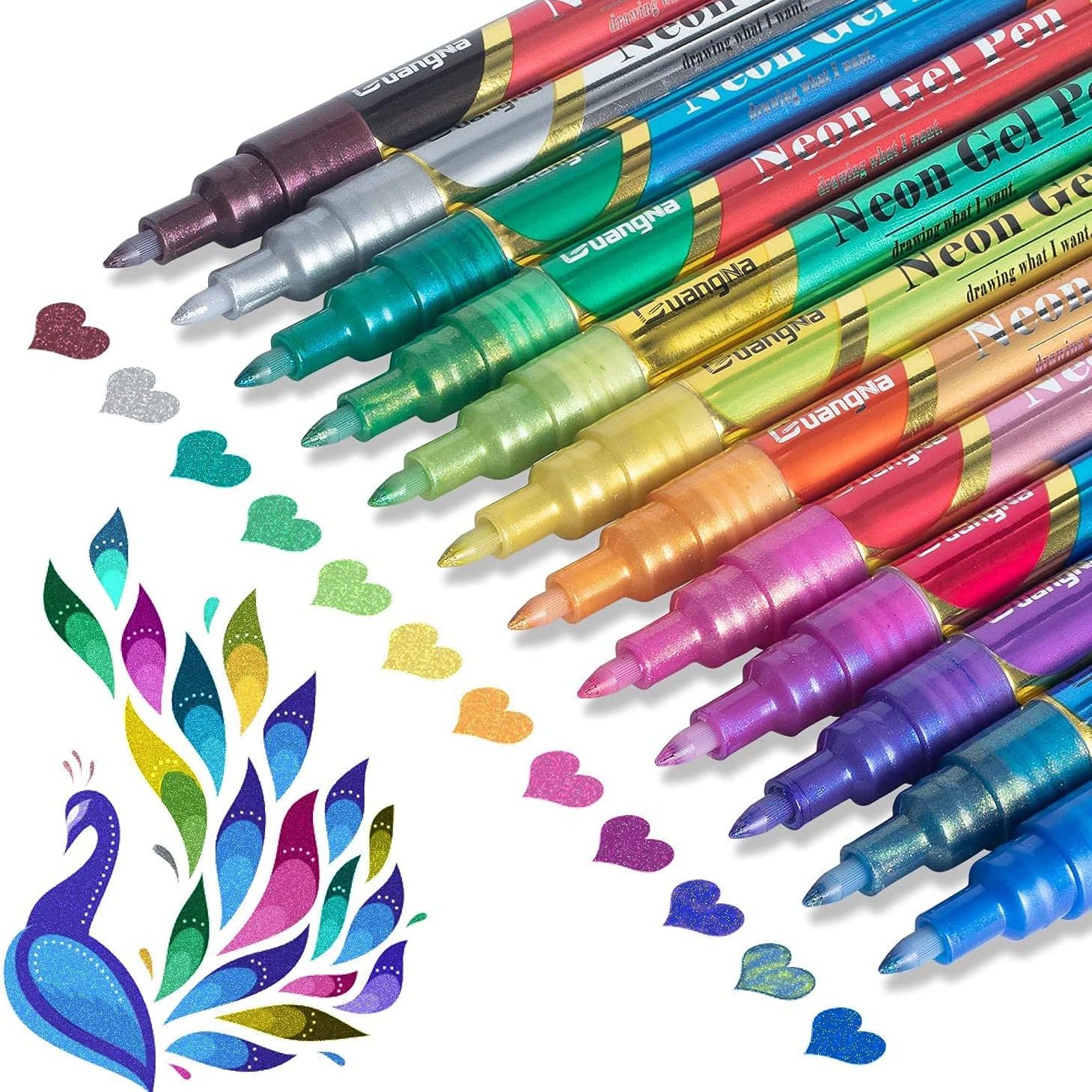 12pcs Metallic Outline Marker Pens For Art Painting, Greeting Card,  Ceramics