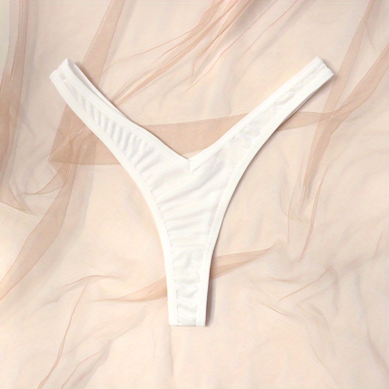 Sexy Solid V strings Panties Simple Low Waist Stretchy Thong - Temu Canada