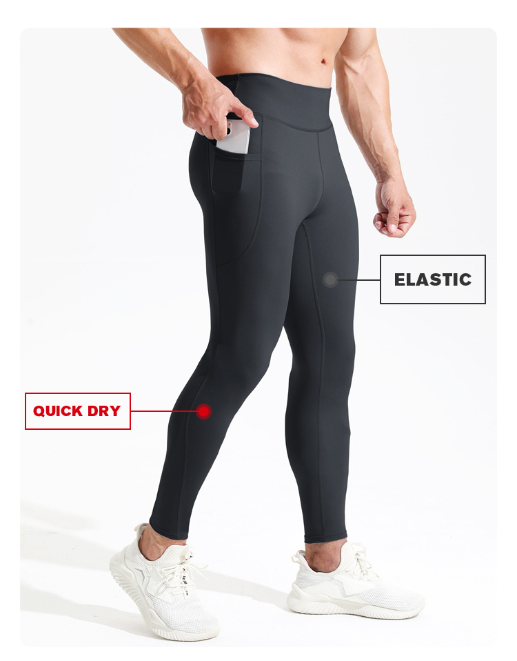 Men's Running Tights Leggings Compression Pants with Phone Pocket