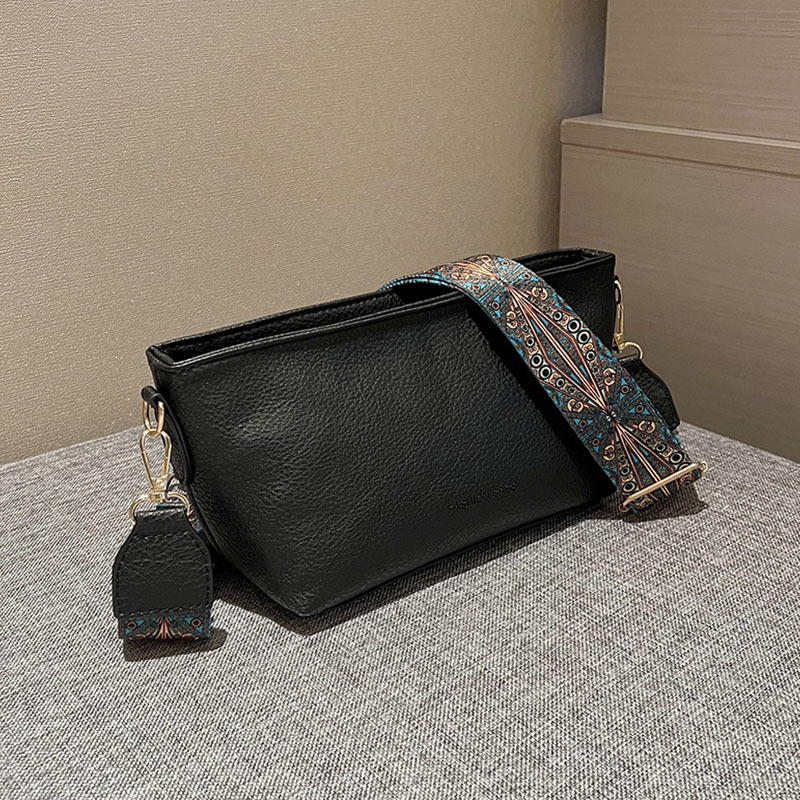 Vintage Shoulder Bag Stylish Zipper Work Bag with Wide Strap