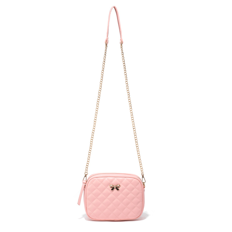 Small Quilted Square Shoulder Bag, Bow Decor Chain Crossbody Bag