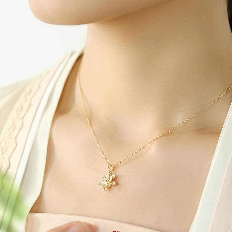 Flower Shape Pendant Necklace Plated Copper Neck Jewelry - Temu Canada