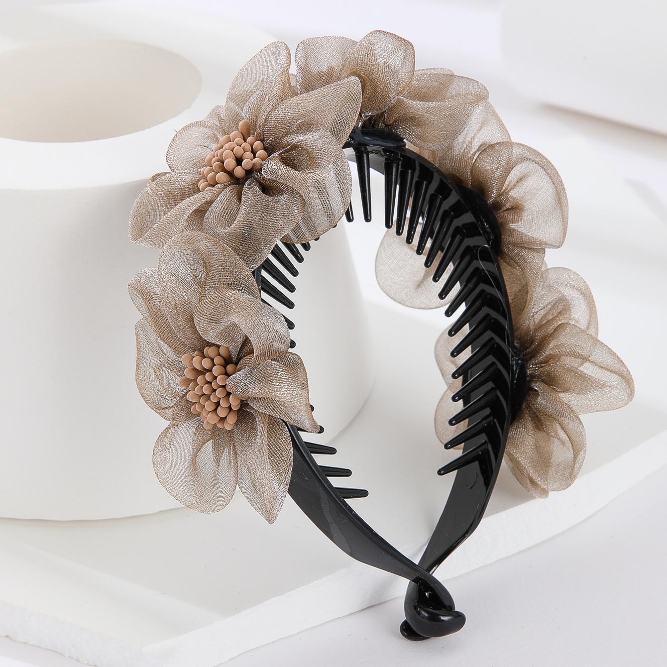 TEMU Plateau à cheveux tendance, ornement à boules pour cheveux, coiffe, pince à cheveux fleur, pince torsadée, , fleur de tête, pince à chignon et