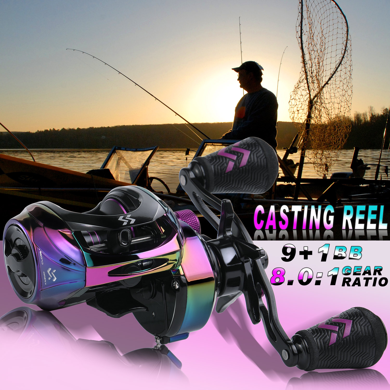 Sougayilang Baitcasting Reels - Colorful Fishing Reel, 8.0：1 Gear Rat