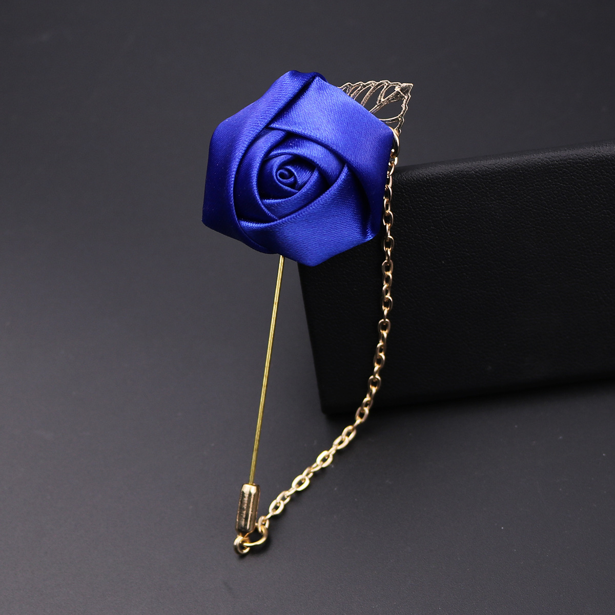 Broche de costume pour hommes, fleur de Rose, feuille d'or