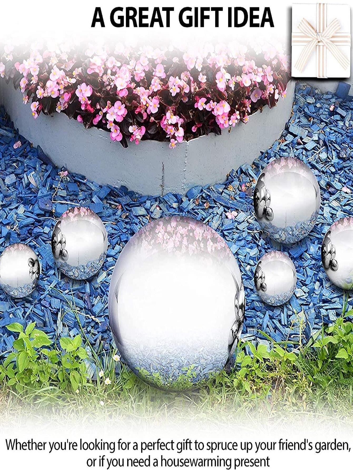 Unbreakable Gazing Ball Stainless Steel Gazing Ball Mirror Polished Hollow Gazing Globe Seamless Floating Metal Ball Garden Balls Decorative Large