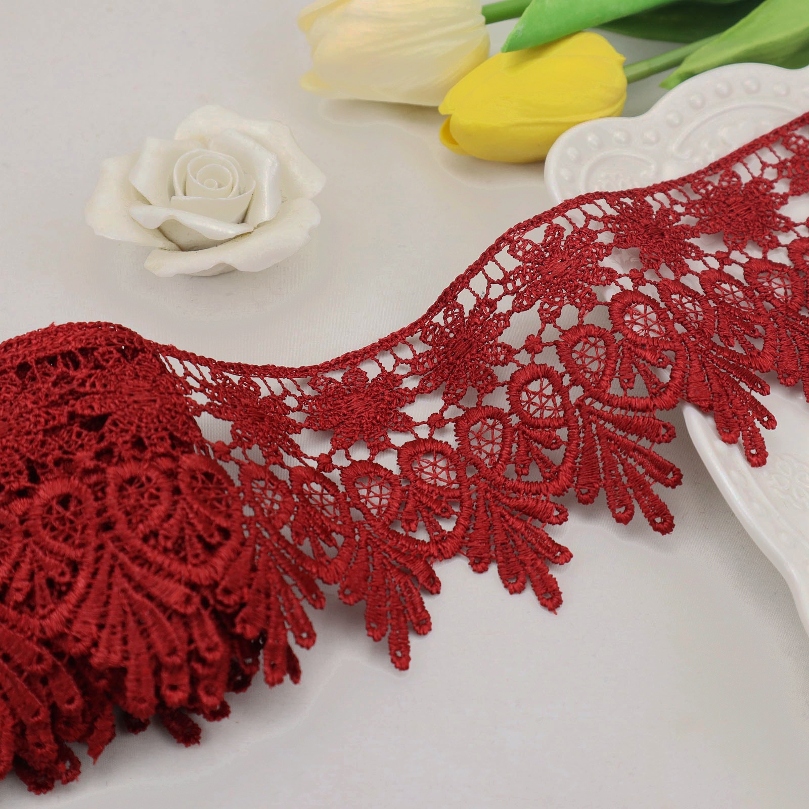 5 Yards Venice Lace Trim Wide Lace Ribbon Floral Embroidered - Temu