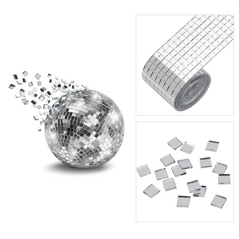Self-Adhesive 1464 Pieces Glass Mirror Mosaic Tiles Small Square Mirror  Tiles Sticker for DIY Craft Decoration, Disco Ball 