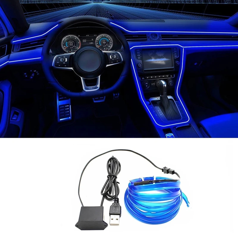 LED 5 mètres - Éclairage intérieur de voiture - Blauw - Connexion 12V