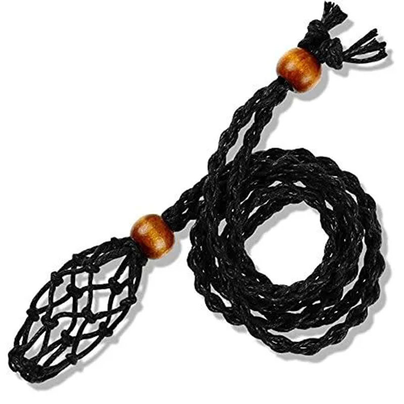 DASHENRAN Crystal Necklace Holder, Crystal Stone Holder Necklace,  Adjustable Necklace Cord, Empty Crystal Stone Holder Pendant, Hand Woven  Necklace