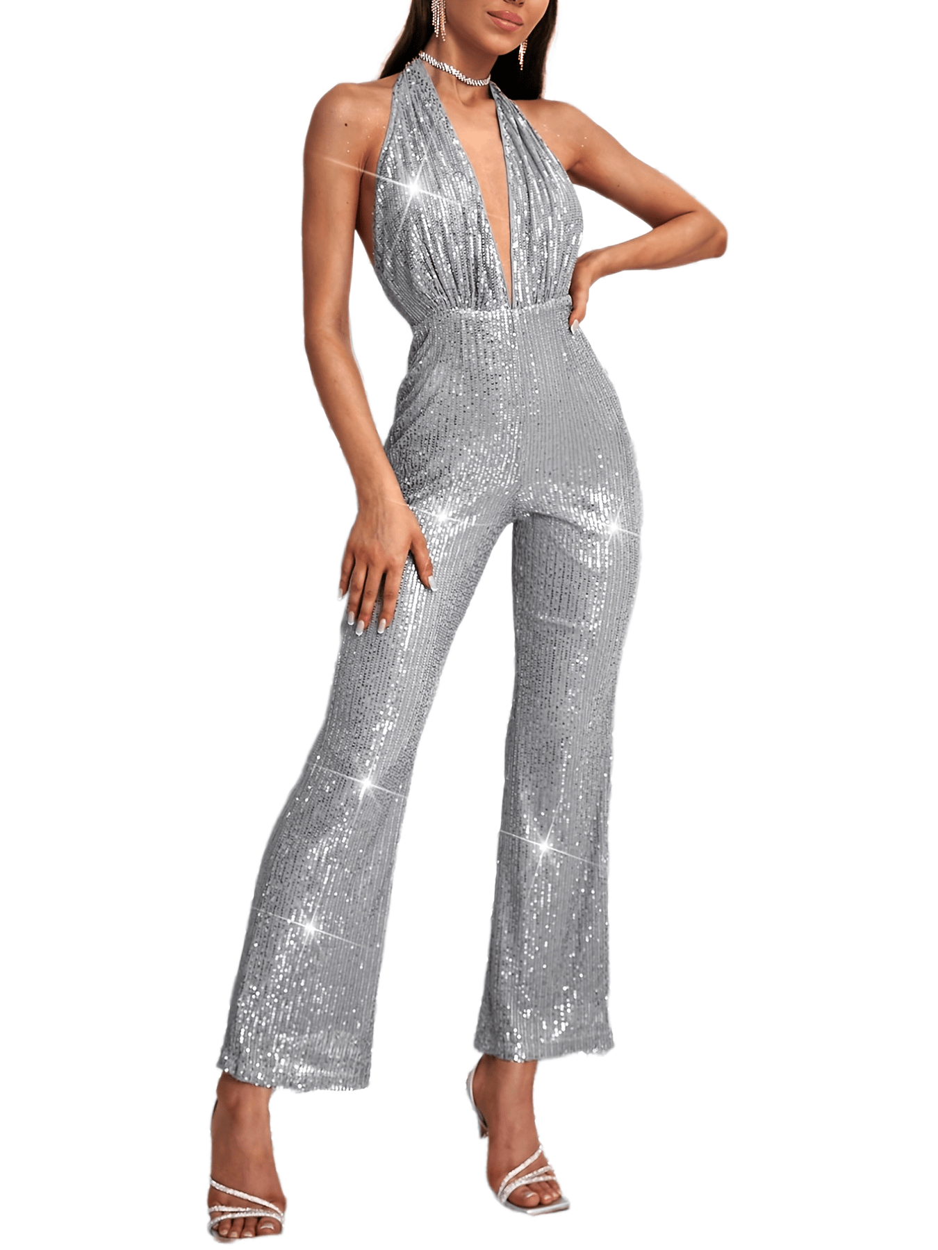 Deep V Neck Jumpsuit Backless Sexy Party Jumpsuit Temu