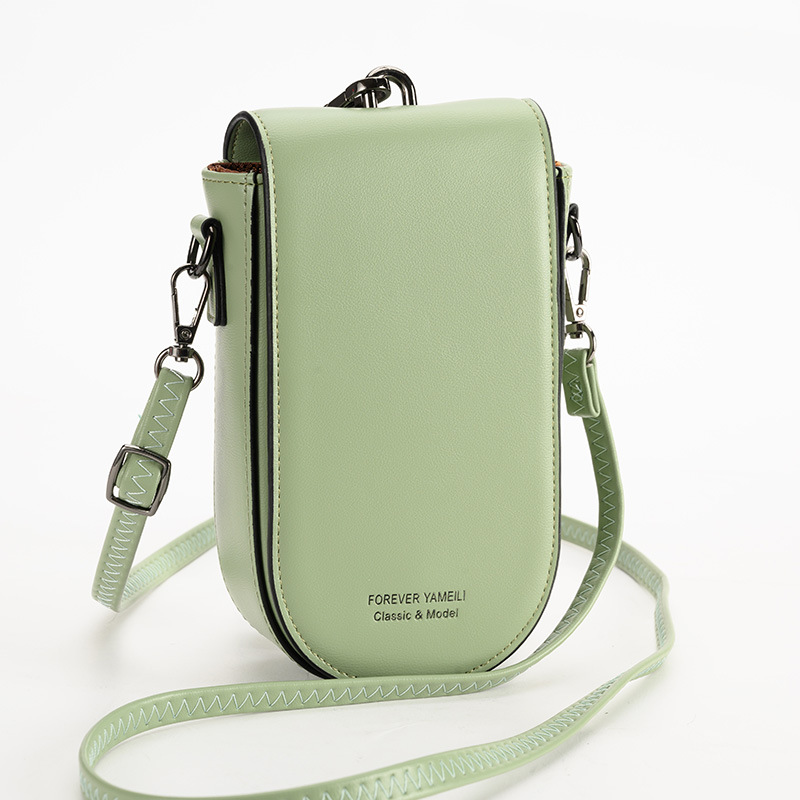 Crossbody Cell Phone Purse Mobile Phone Bag -COLL- with Adjustable Leather Strap in Green Waxed Canvas Made by HOLMgoods