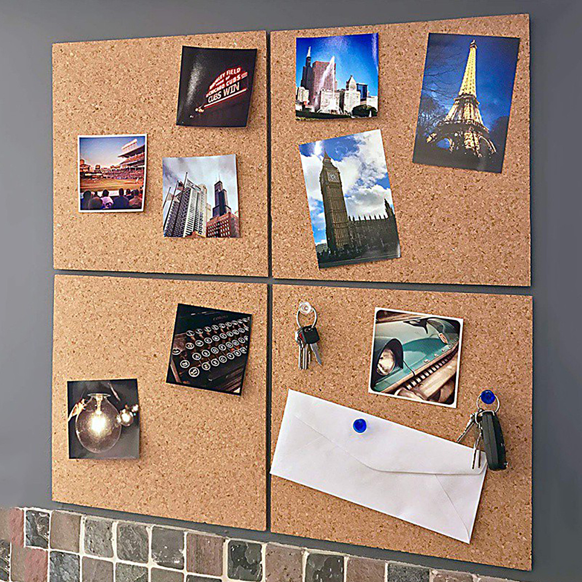 Cork Bulletin Board Hexagon 1 Piece, Small Framed Corkboard Tiles for Wall  Thick Wood 