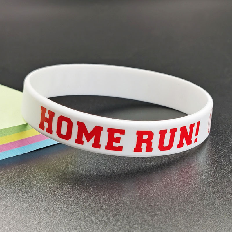 home Run Pattern Silicone Wristband, Baseball Play Ball Theme