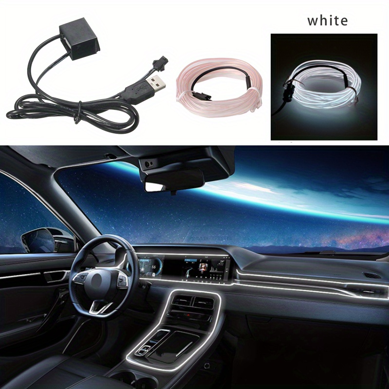 Auto LED Innenbeleuchtung, USB EL Wire Auto 5m/16.4ft Ambientebeleuchtung  5v Autolicht Geeignet für Armaturenbrettfugen, Türfugen, DIY-Designs (Blau)  : : Auto & Motorrad