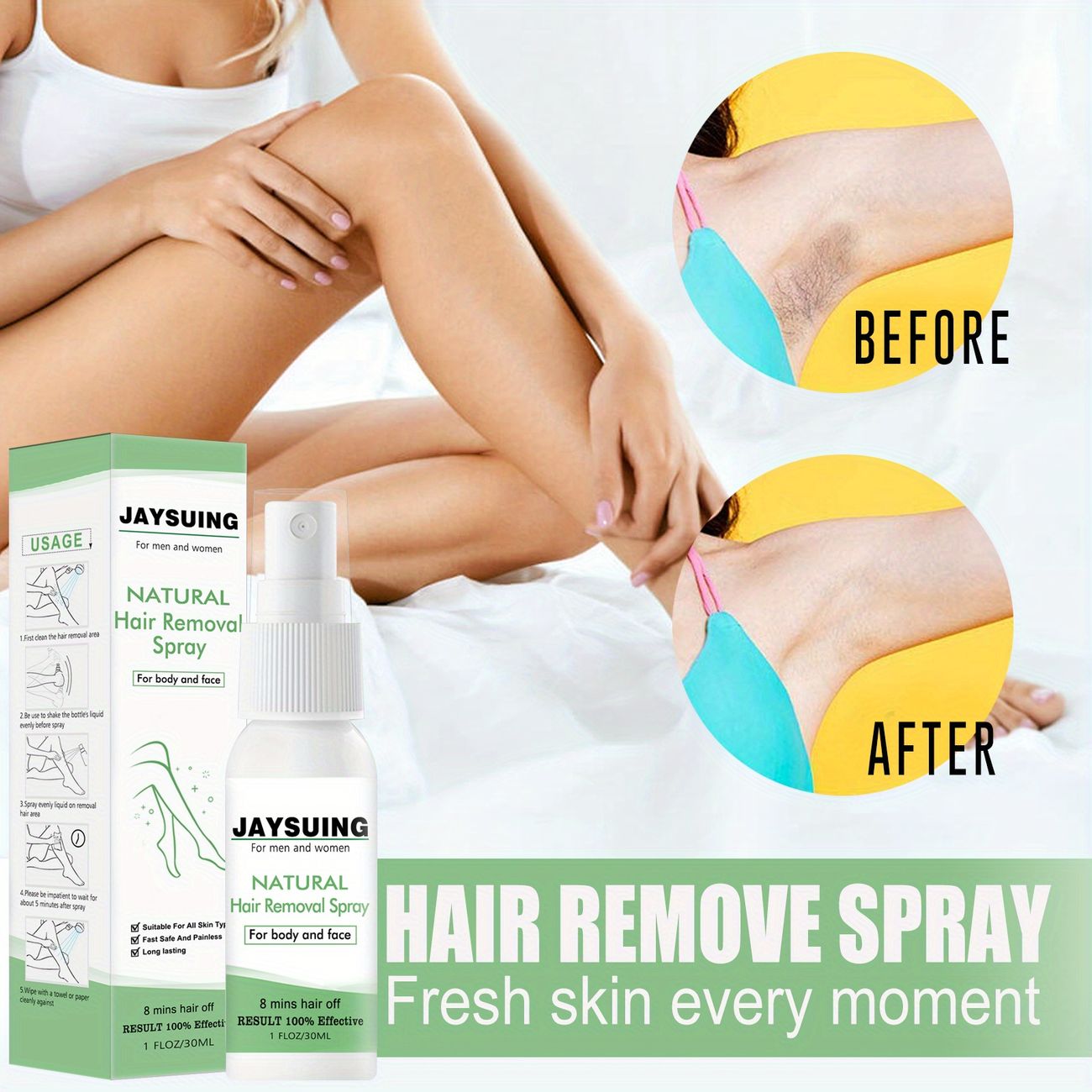 1pc Natural Hair Removal Spray Foam Gentle Hair Removal Spray Underarm Leg  Hair Smoothing And Delicate Cleaning Care Spray - Health & Household - Temu