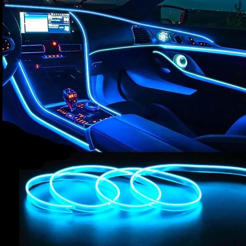 LED Auto Interni, DINSONG Luci 5m Wires Kit per Auto Elettroluminescenza  Luce con Porta USB, Striscia LED per Portiera Dell'Auto Console Sedile  Decorazione Del(blu) : : Auto e Moto
