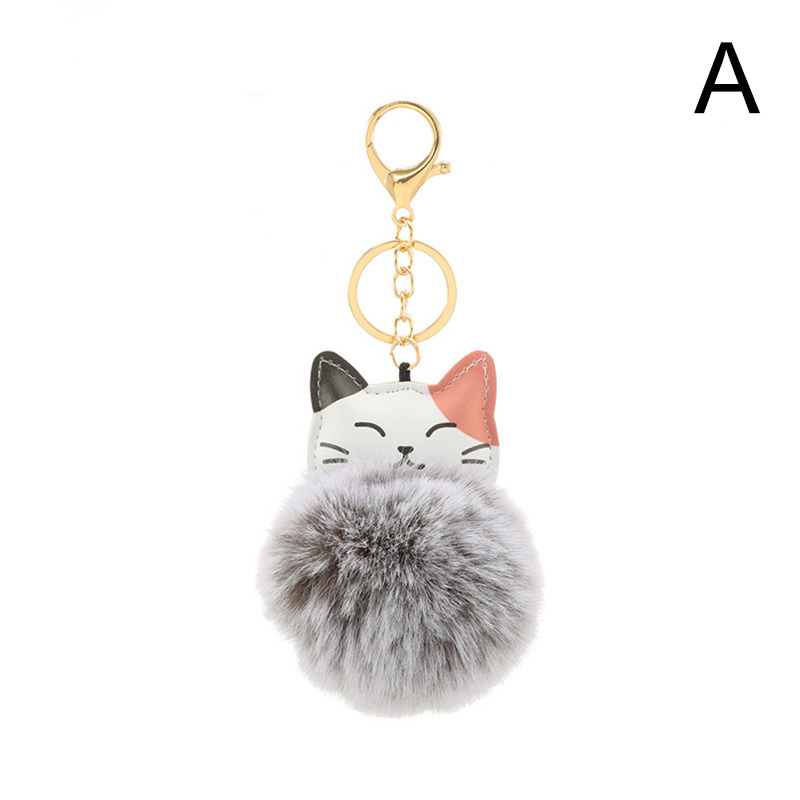 White Dog Bag Charm Keychain Purse charm Plush Pom Pom Fluffy New