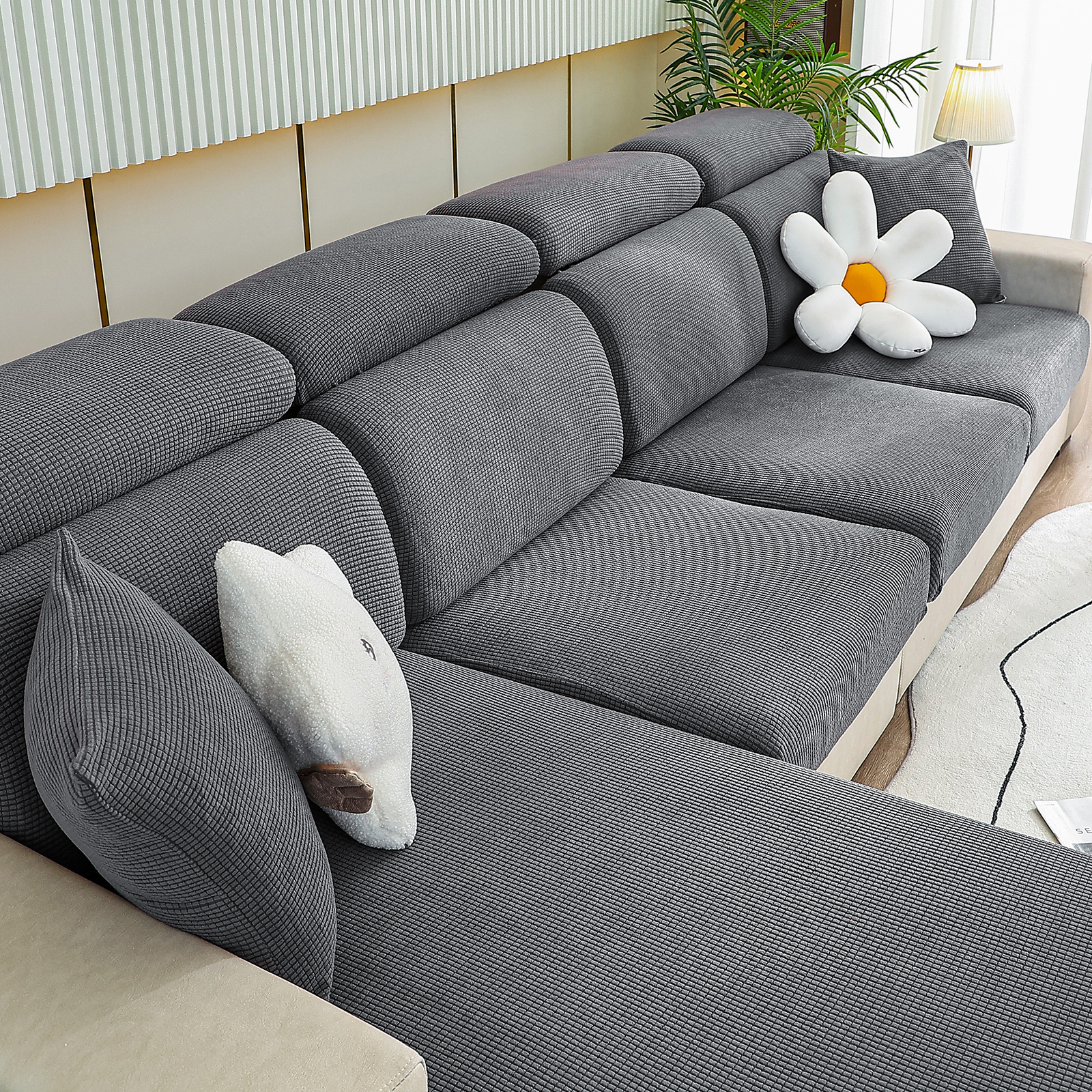 1 pezzo Fodera per divano in poliestere e fodera per cuscino senza  imbottitura, fodera per divano elasticizzata jacquard geometrica moderna per  casa