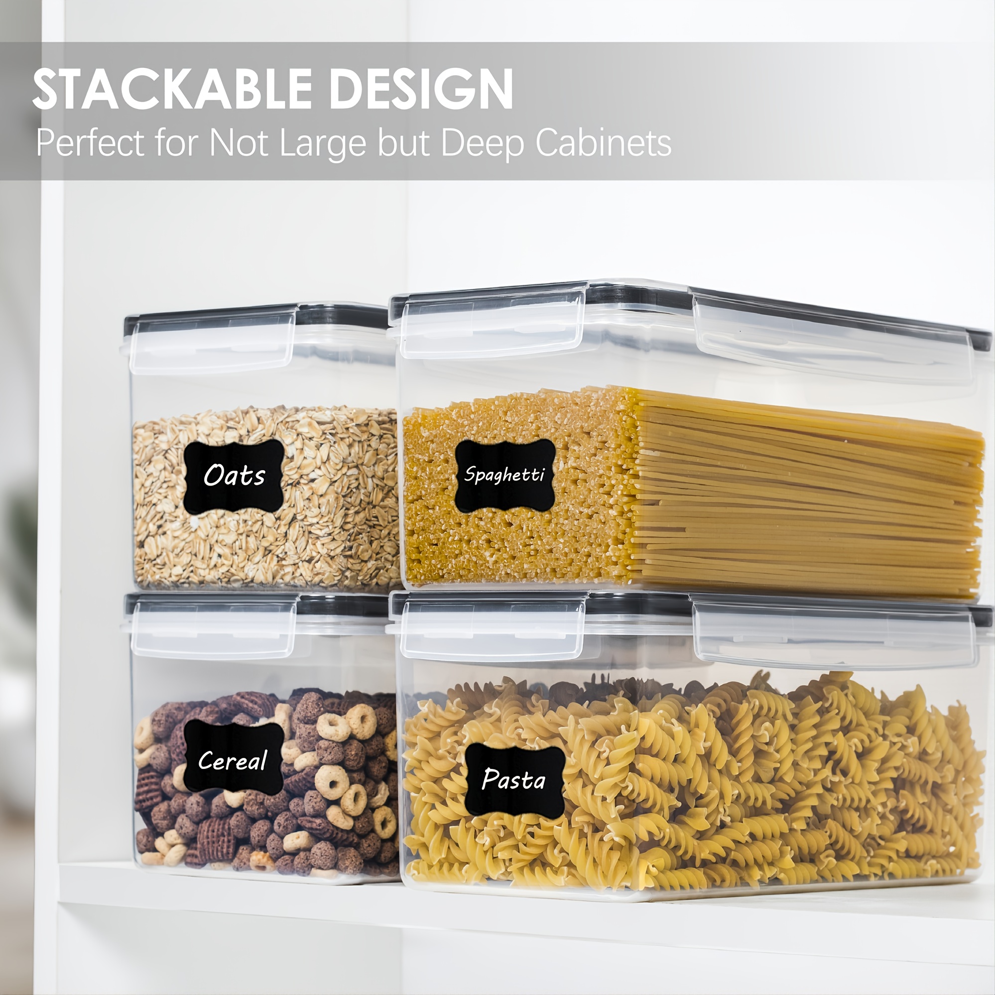 Hanobe Contenitori per pasta per dispensa, grandi contenitori per  spaghetti, noodle e lasagne, 2 contenitori rettangolari in grigio  trasparente con coperchio di chiusura, cucina, piano di lavoro : :  Casa e cucina