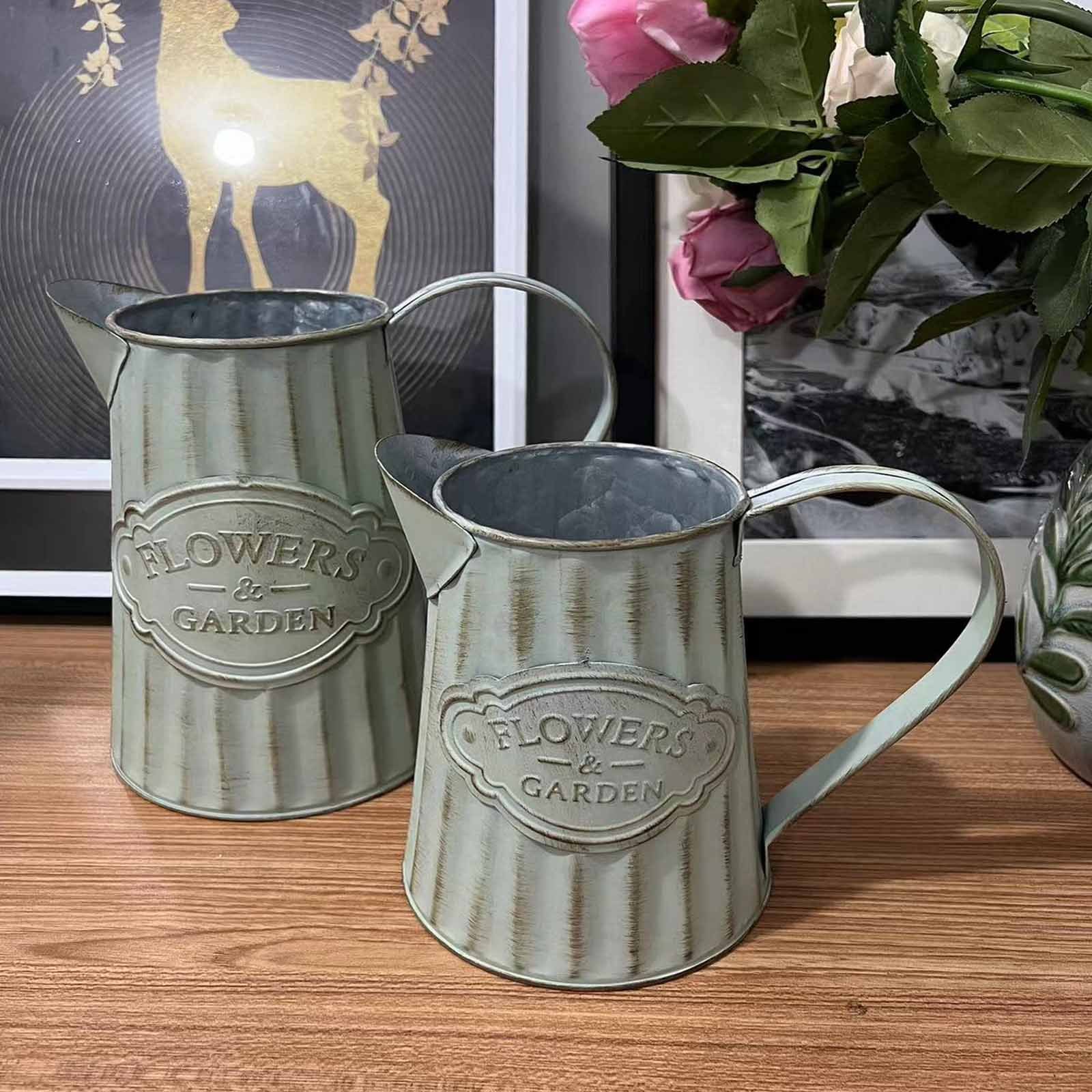 Retro Tin Vase Flower Arrangement American Country Temu Denmark