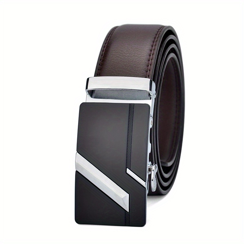 Fashion Black Leather Mens Belts Automatic Buckles Dress Jeans