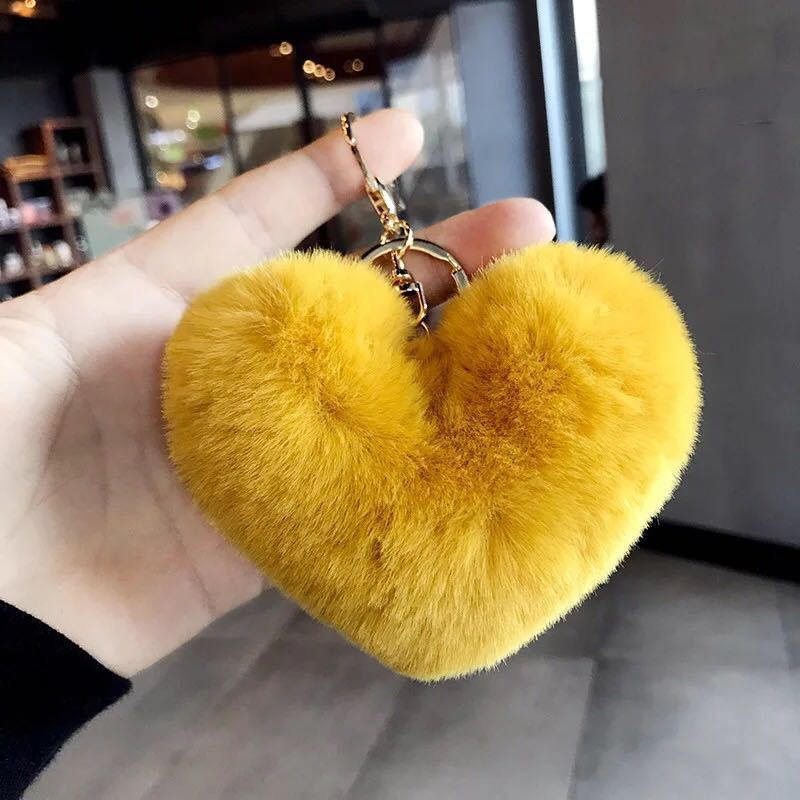 Love Heart Bear Pom Pom Keychain Pendant Fashion Cute Elegant Car Keyring  Ornament Bag Purse Charm Accessories - Temu