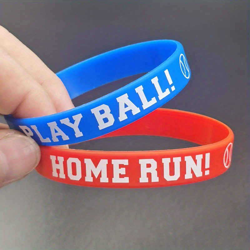 300pcs Baseball Play Ball Home Run Wristbands Silicone Bracelets