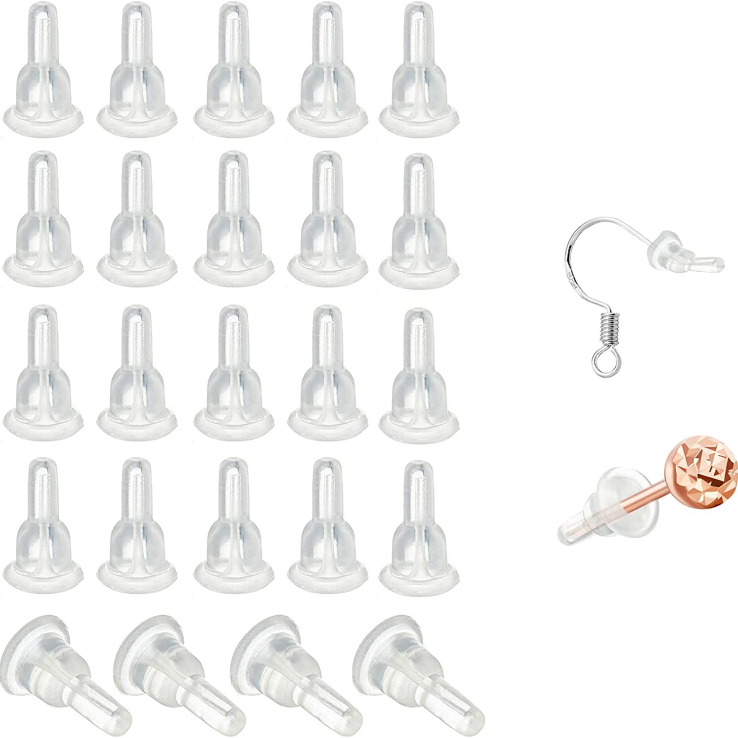 Clear Silicone Earring Backs 150 Pcs 75 Pairs Hypoallergenic - Temu