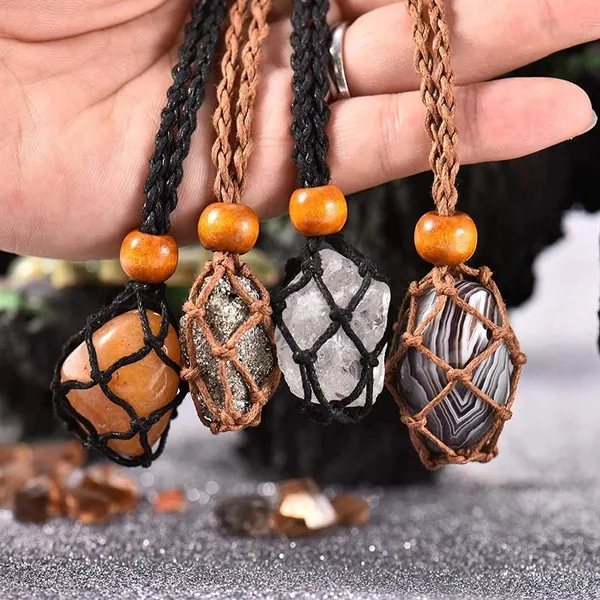 Rice Bead Design Crystal Stone Holder Necklace Empty Stone Holder Necklace