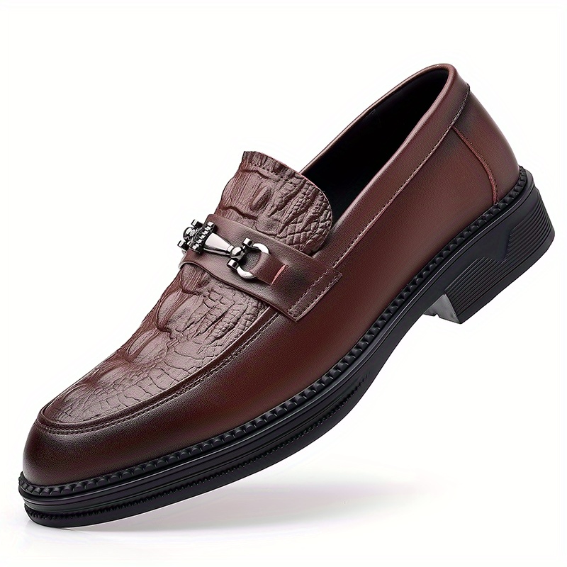 Crocodile Embossed Pointed Top Formal Dress Shoes for Wedding Business