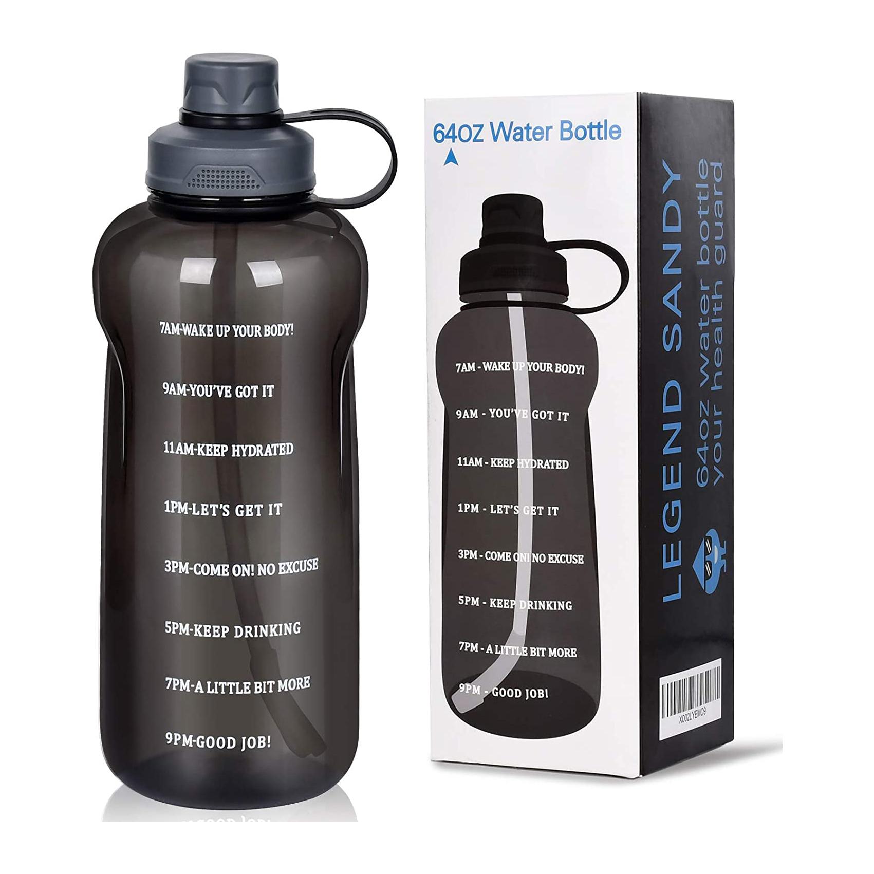 Botellas de agua de 1 litro, botella de agua grande con pajilla, botella de  agua de viaje con marcador de tiempo, botella de agua deportiva