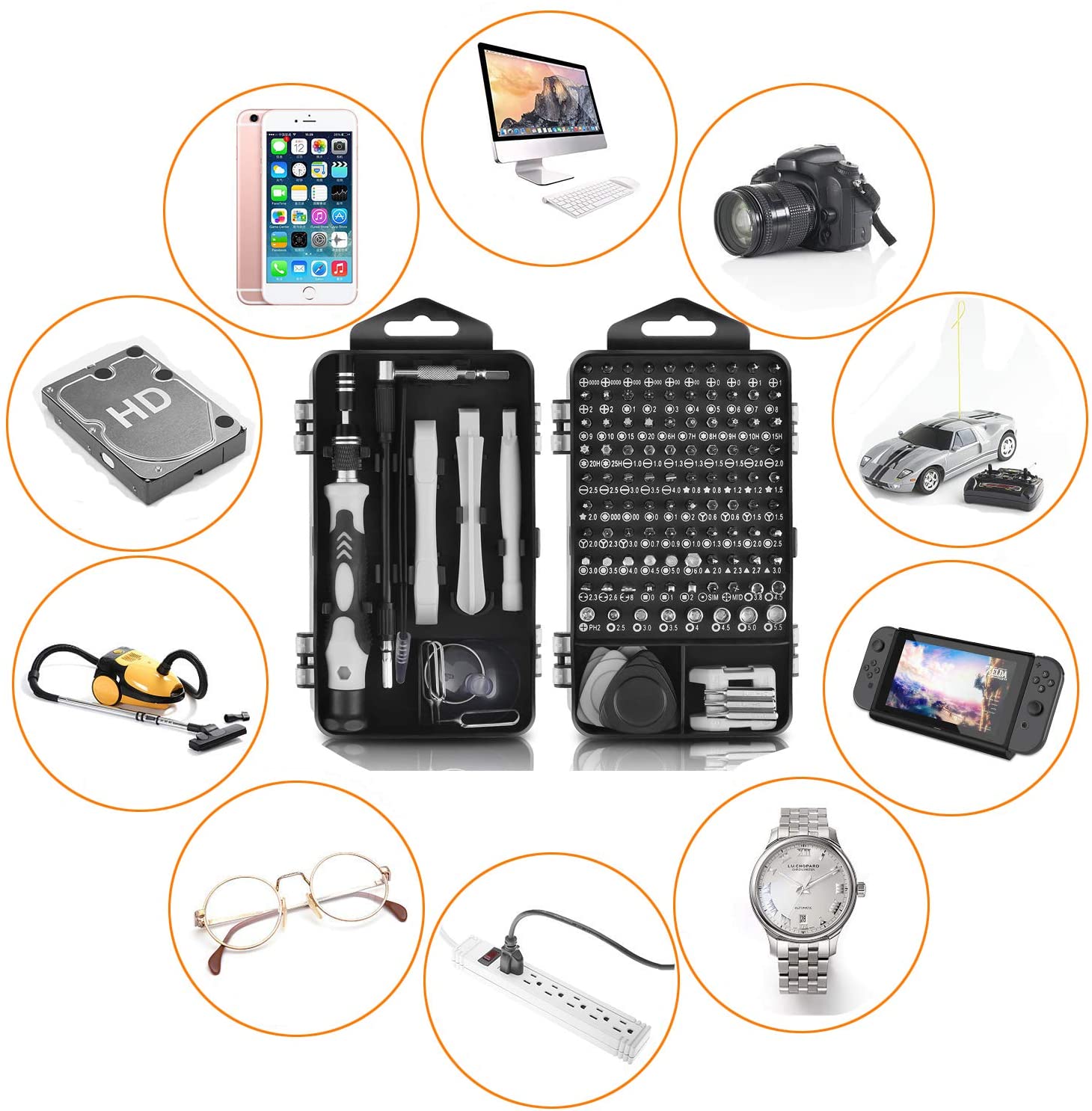 115pcs set cell phone kit car precision screwdriver repair tool kit multi function electronic screwdriver set watch mobile phone disassembly repair screwdriver tools black details 10